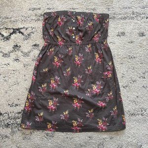 Aerie Dark Gray and Floral Print Sleeveless Mini Dress size Small